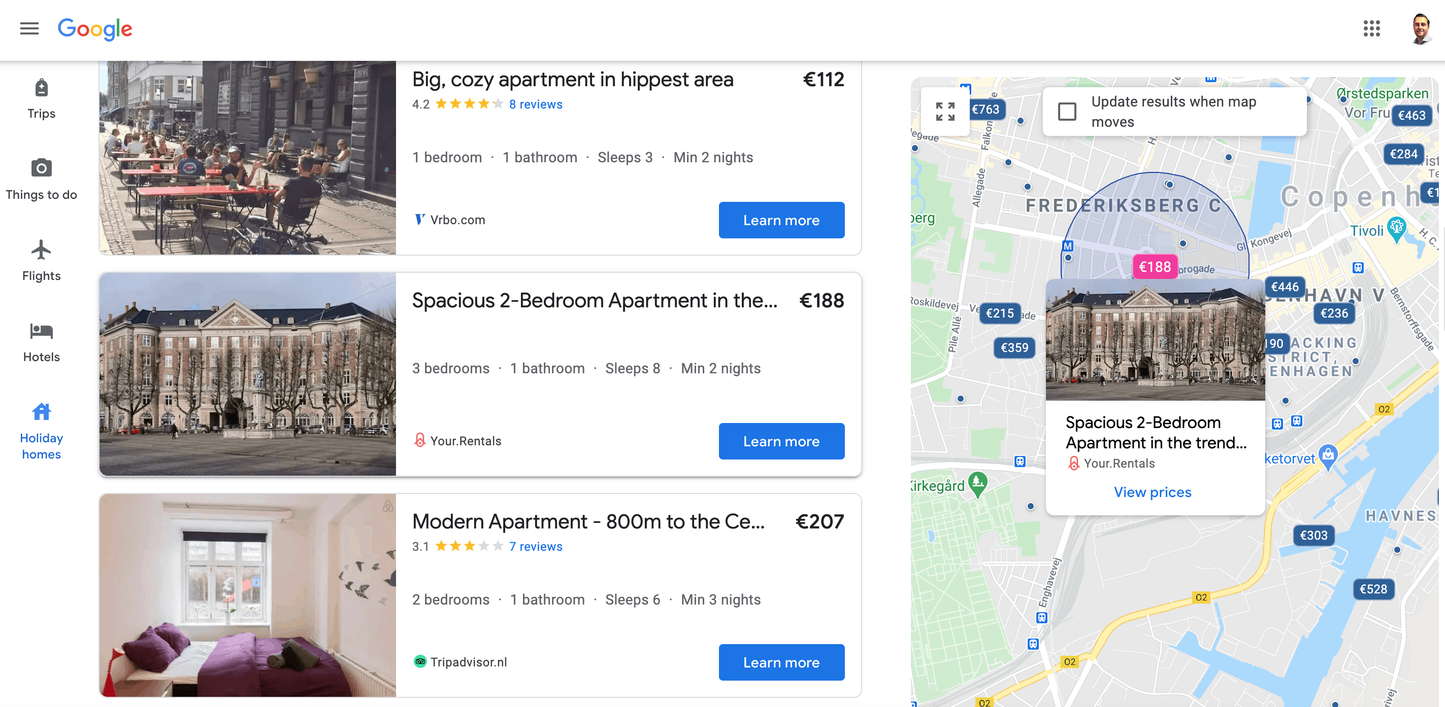 Image 1. Google Search Results showing Your.Rentals brand