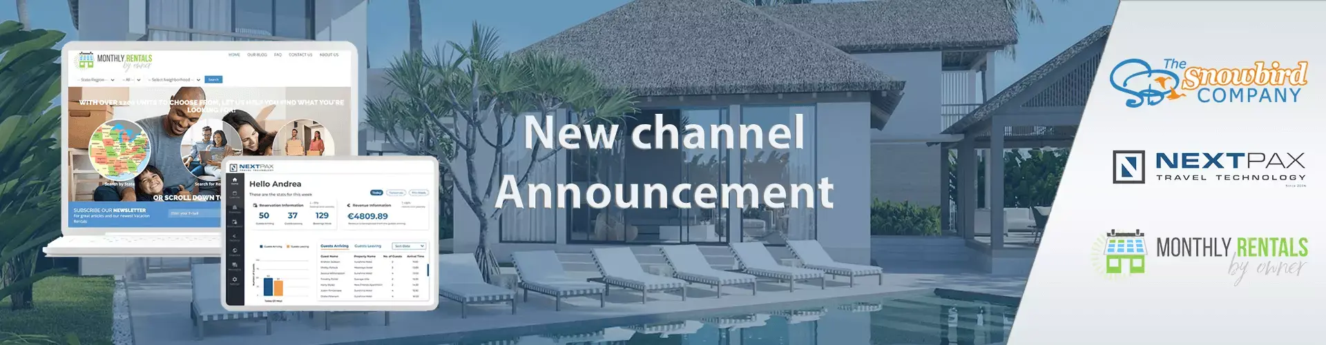 NextPax Announces New Monthly Vacation Channel, Partnership with MonthlyRentalsByOwner.com and The American Snowbird Network